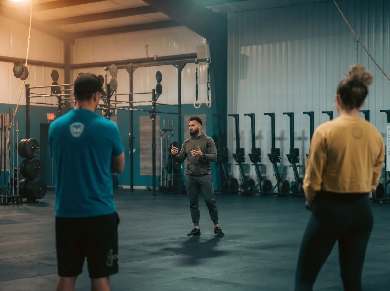 CrossFit Fig founder Felix Figueroa coaching members in Grain Valley near Blue Springs